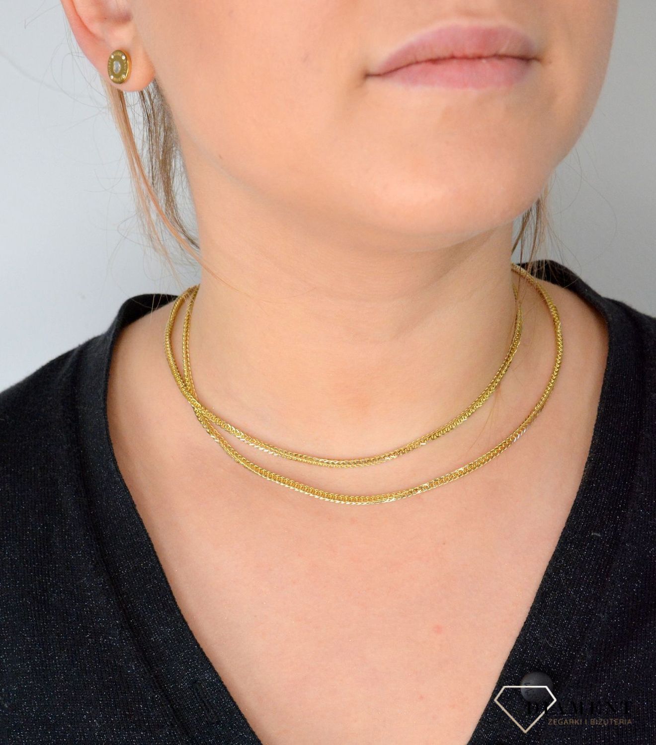 Złoty łańcuszek lisi ogon z białym złotem DIA-LAN-4242-585 3mm.jpg